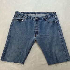 Levis 501 Mens Blue Denim Cut Off Shorts Button Fly Medium Wash Size 44